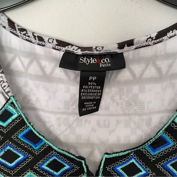 Style & Co. Women’s Slit Neck Paisley Printed Jersey Knit Maxi Dress size PP - Picture 3 of 5